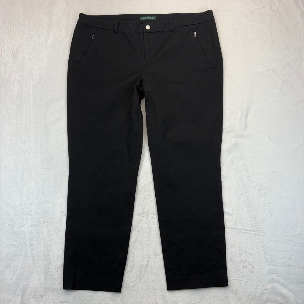 Lauren Ralph Lauren Black Zipper Pocket Ankle Pants Size 16W Womens Cotton Blend